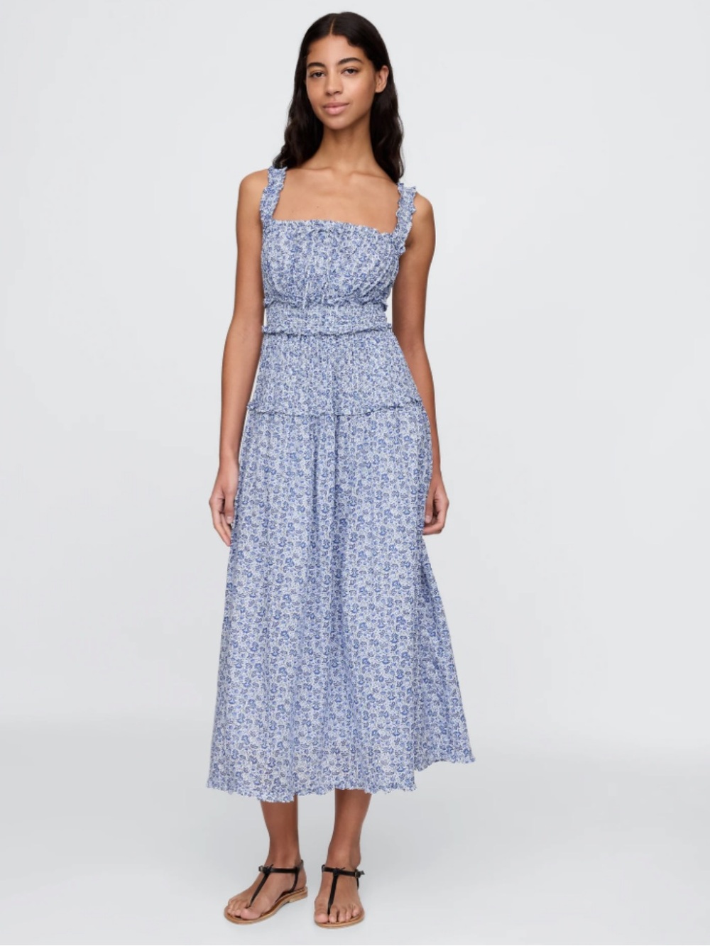 Gap x Doen Floral Blue Maxi Dress